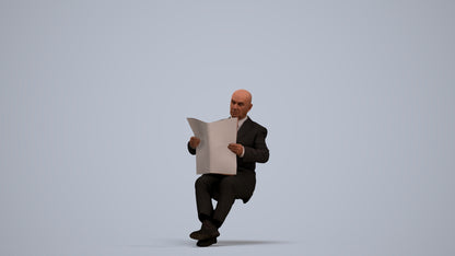 realistic 3D people senior man business sitting, render-ready for V-Ray and Corona, FBX OBJ, standing pose render