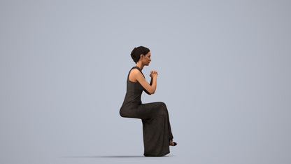3D people model woman formal formalaffairs, scanned human for 3ds Max rendering, side view render