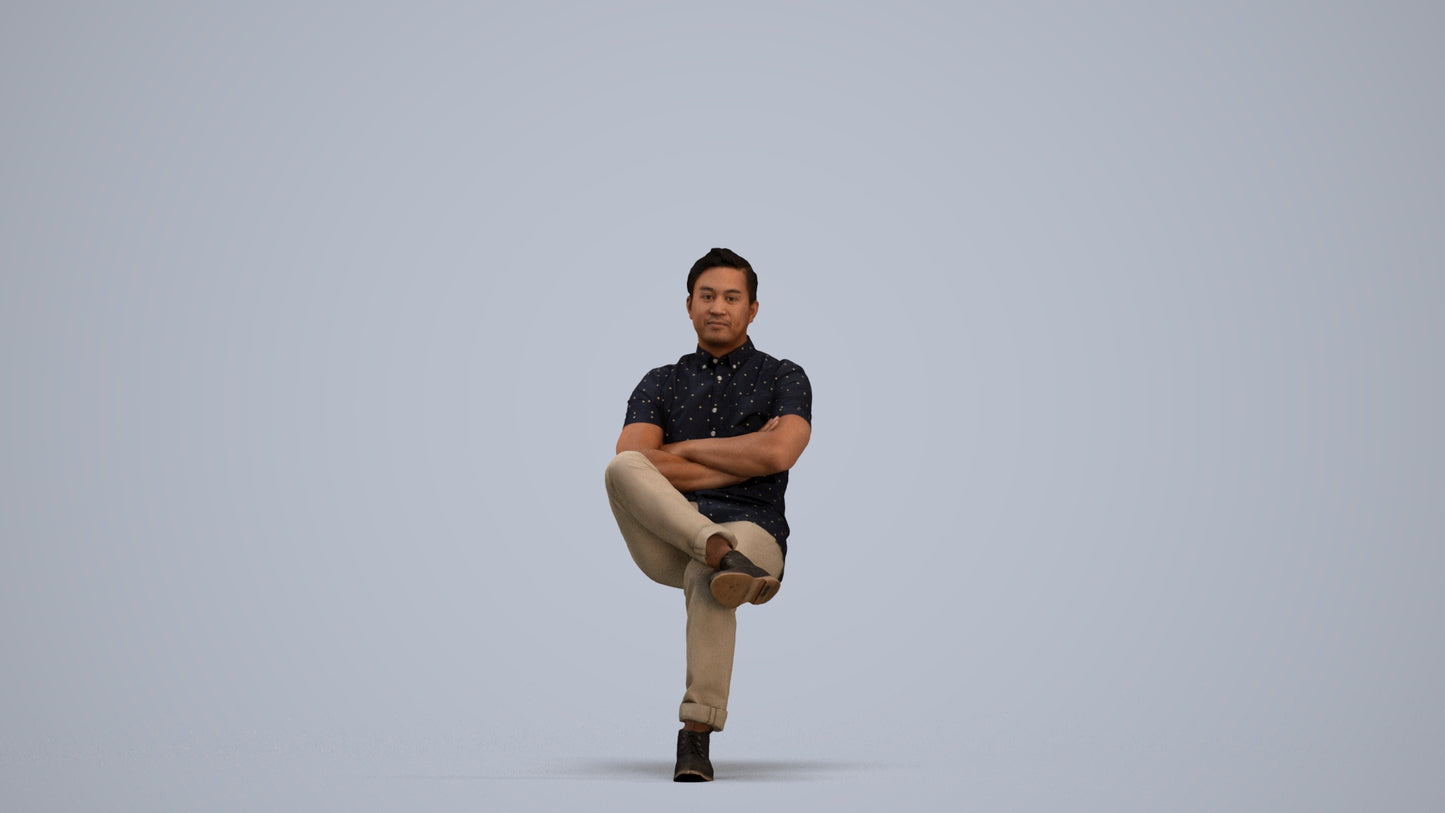realistic 3D people man casual business, render-ready for V-Ray and Corona, FBX OBJ, standing pose render