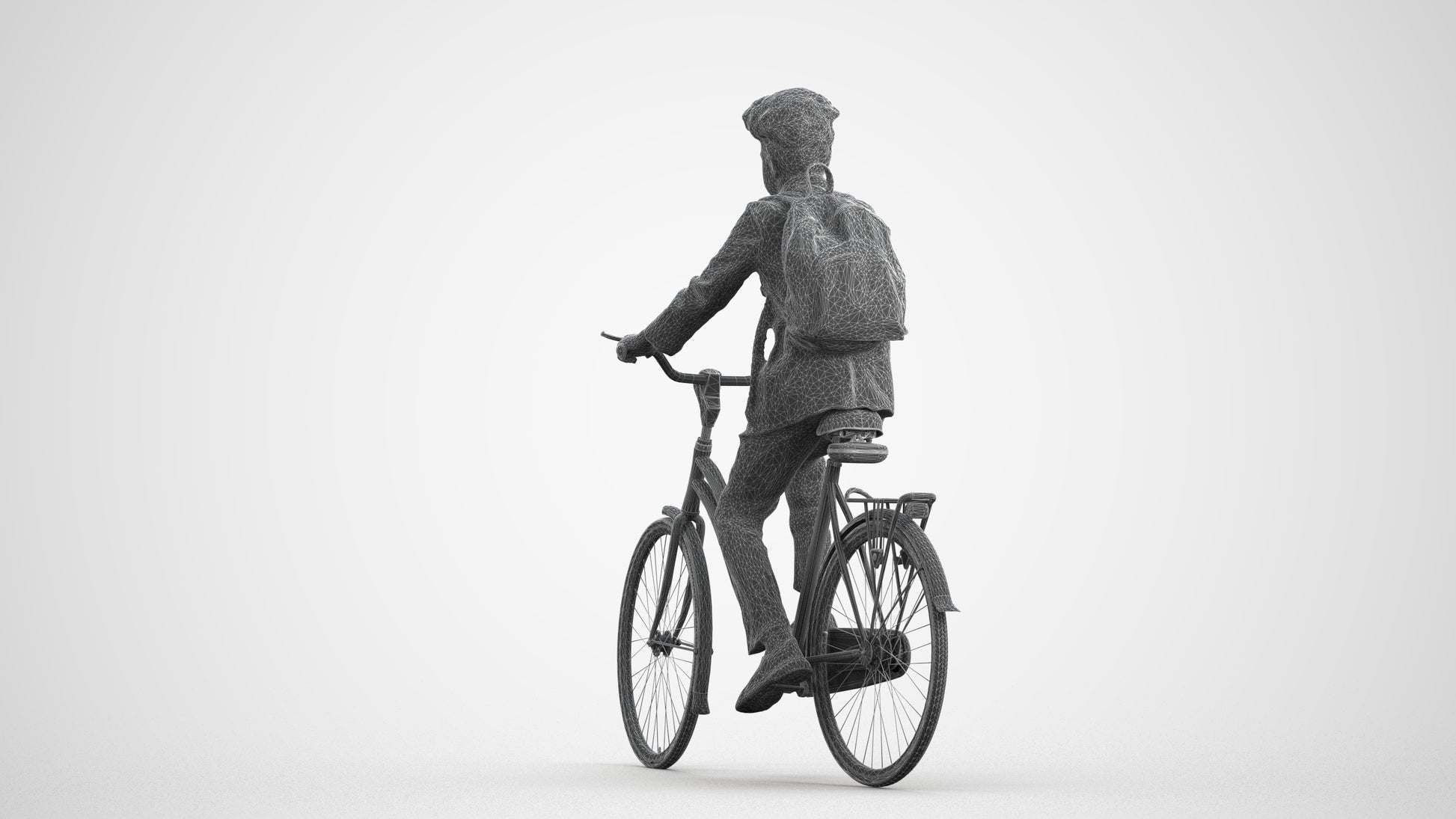 photogrammetry 3D man formal cycling, realistic human model archviz FBX, wireframe front view