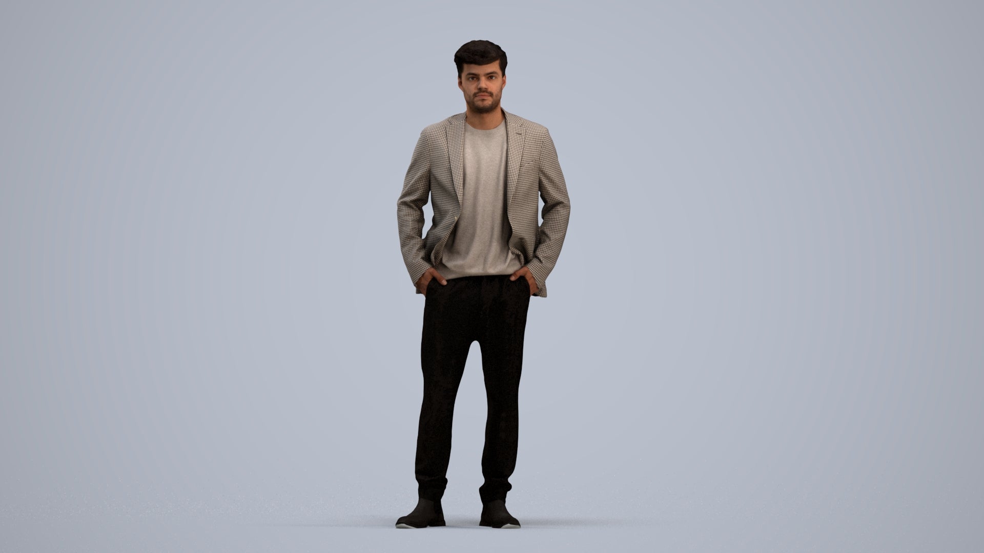 3D scanned man business, photorealistic archviz people for Enscape and SketchUp, standing pose render