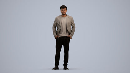 3D scanned man business, photorealistic archviz people for Enscape and SketchUp, standing pose render