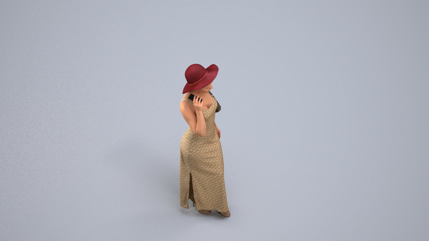 realistic 3D human woman casual walking, archviz people FBX OBJ for Blender, back view render