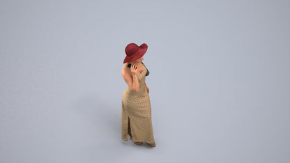realistic 3D human woman casual walking, archviz people FBX OBJ for Blender, back view render