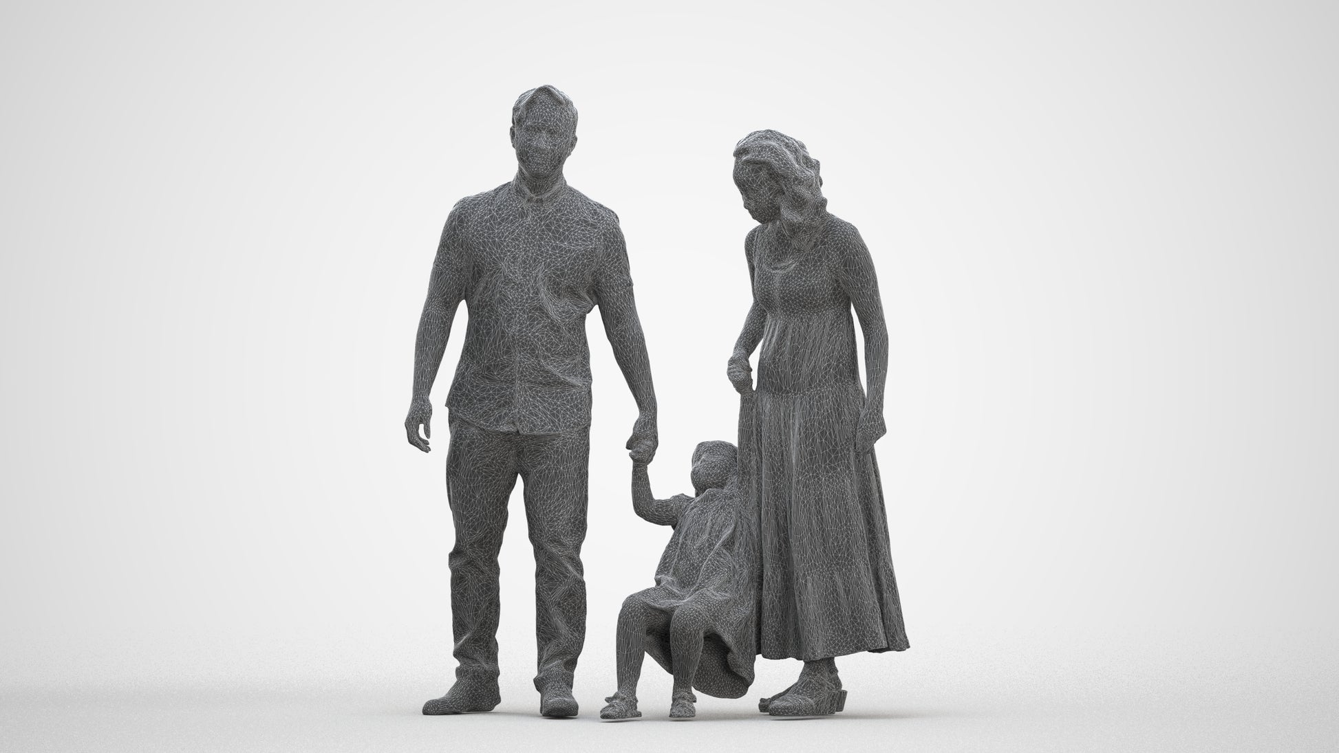 3D people model girl casual kids, scanned human for 3ds Max rendering, three-quarter front view render