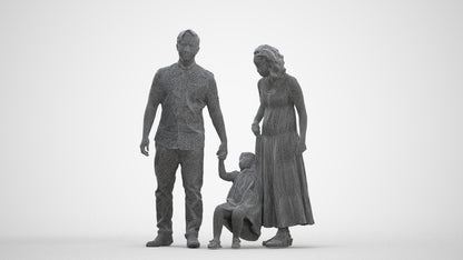 3D people model girl casual kids, scanned human for 3ds Max rendering, three-quarter front view render