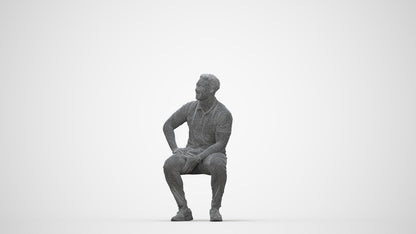 3D scanned man pool casual, photorealistic archviz people for Enscape and SketchUp, wireframe back view