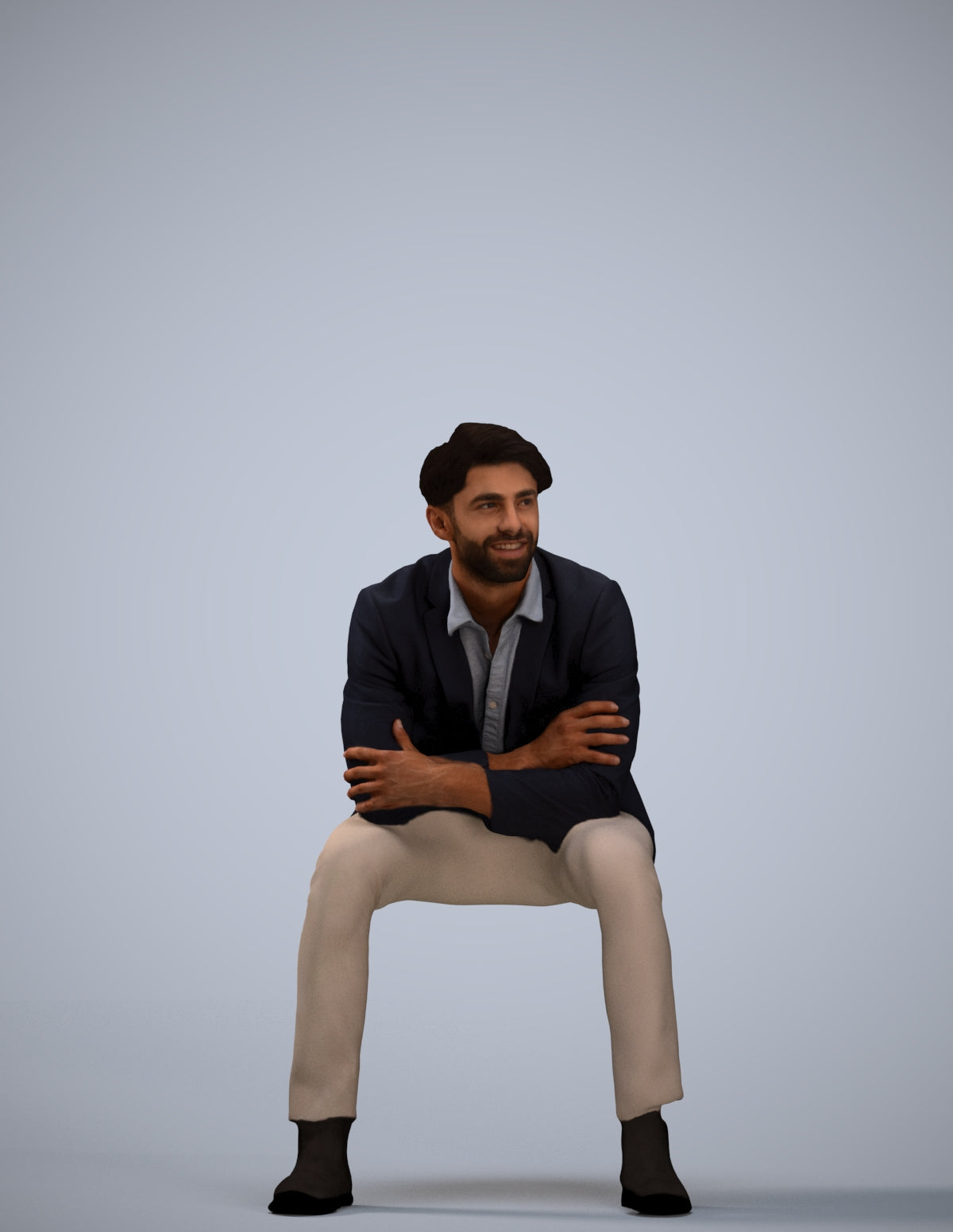 3D human model man business, photogrammetry scanned person for archviz