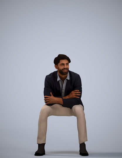 3D human model man business, photogrammetry scanned person for archviz