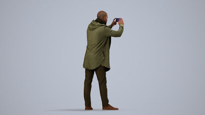 realistic 3D human man casual standing, archviz people FBX OBJ for Blender, side view render