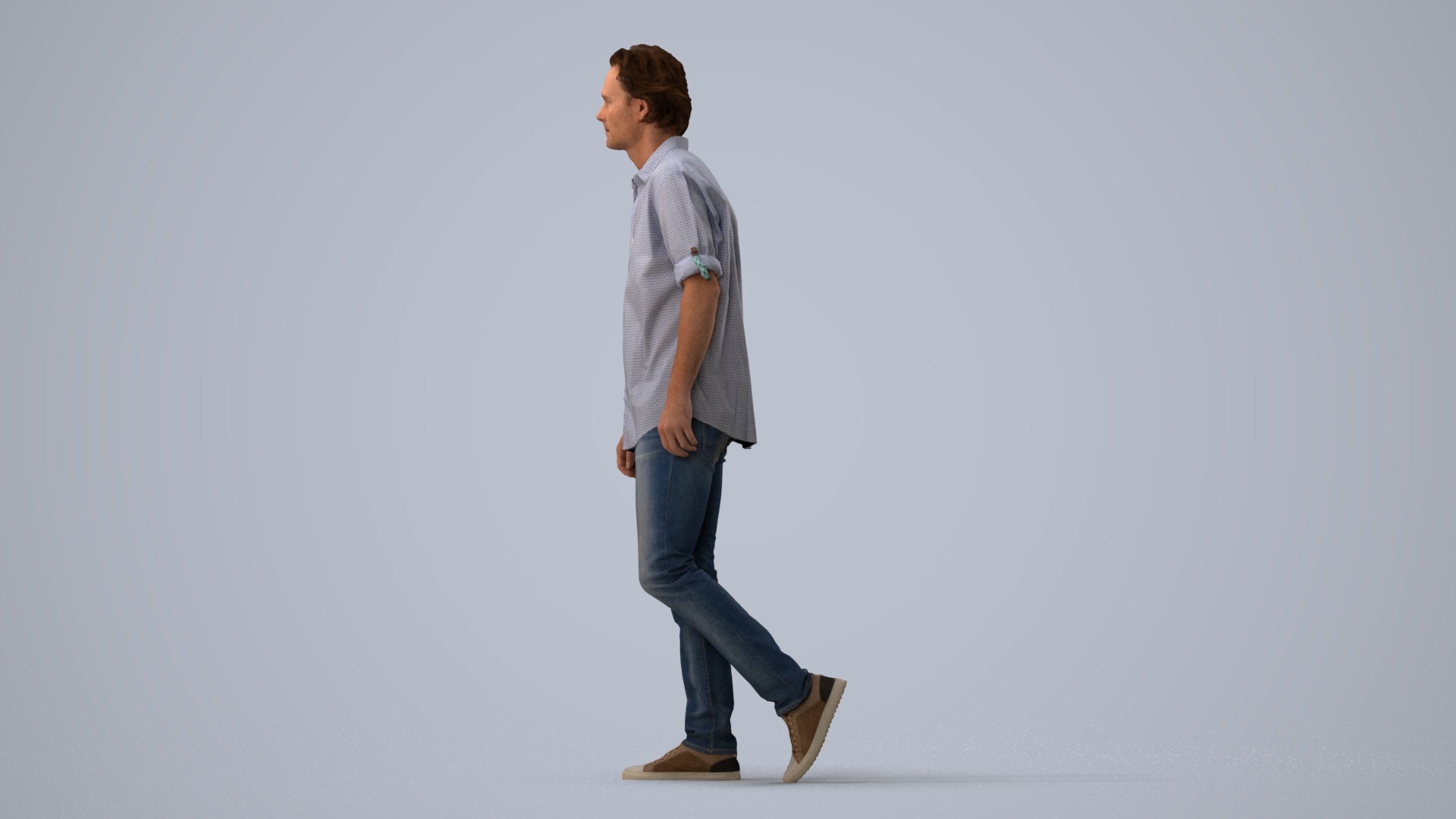 realistic 3D people man casual standing, render-ready for V-Ray and Corona, FBX OBJ, three-quarter view render