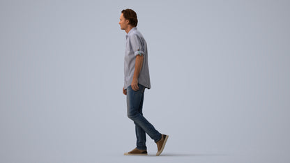 realistic 3D people man casual standing, render-ready for V-Ray and Corona, FBX OBJ, three-quarter view render