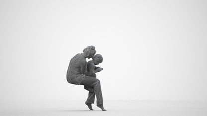 3D people model girl kids, scanned human for 3ds Max rendering, wireframe side view