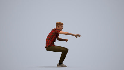 realistic 3D man casual sitting, scanned archviz people for Blender and 3ds Max, side view render