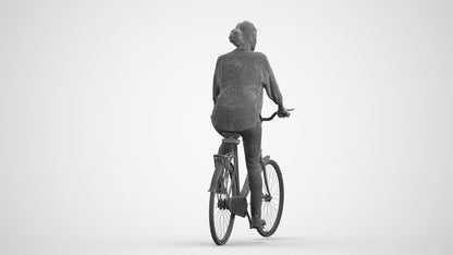 photogrammetry 3D woman casual cycling, realistic human model archviz FBX, wireframe front view