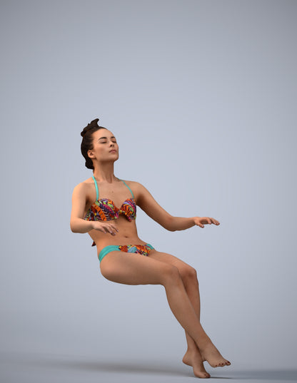 realistic 3D woman pool, scanned archviz people for Blender and 3ds Max
