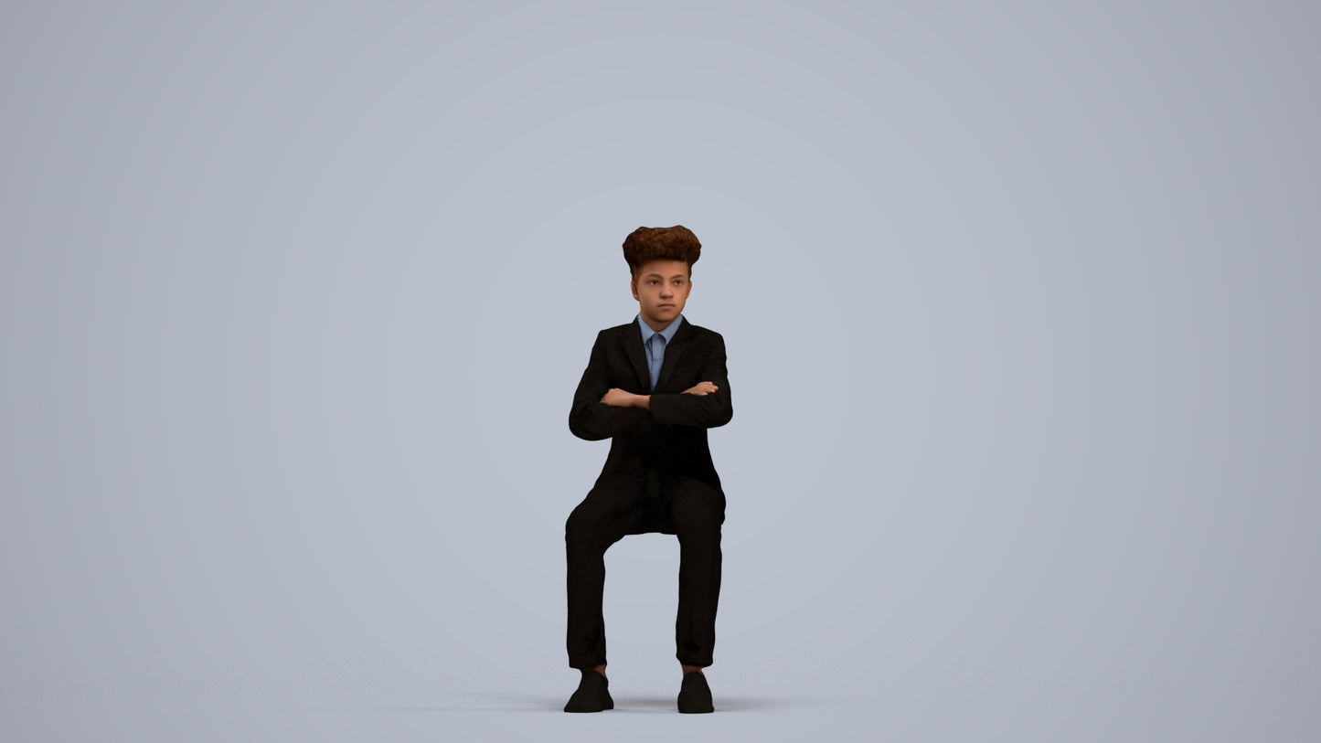 3D people model boy kids, scanned human for 3ds Max rendering, standing pose render