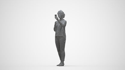 realistic 3D people woman casual standing, render-ready for V-Ray and Corona, FBX OBJ, wireframe back view
