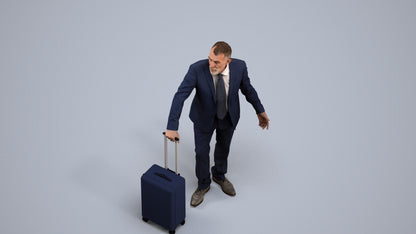 realistic 3D senior man business, scanned archviz people for Blender and 3ds Max, back view render