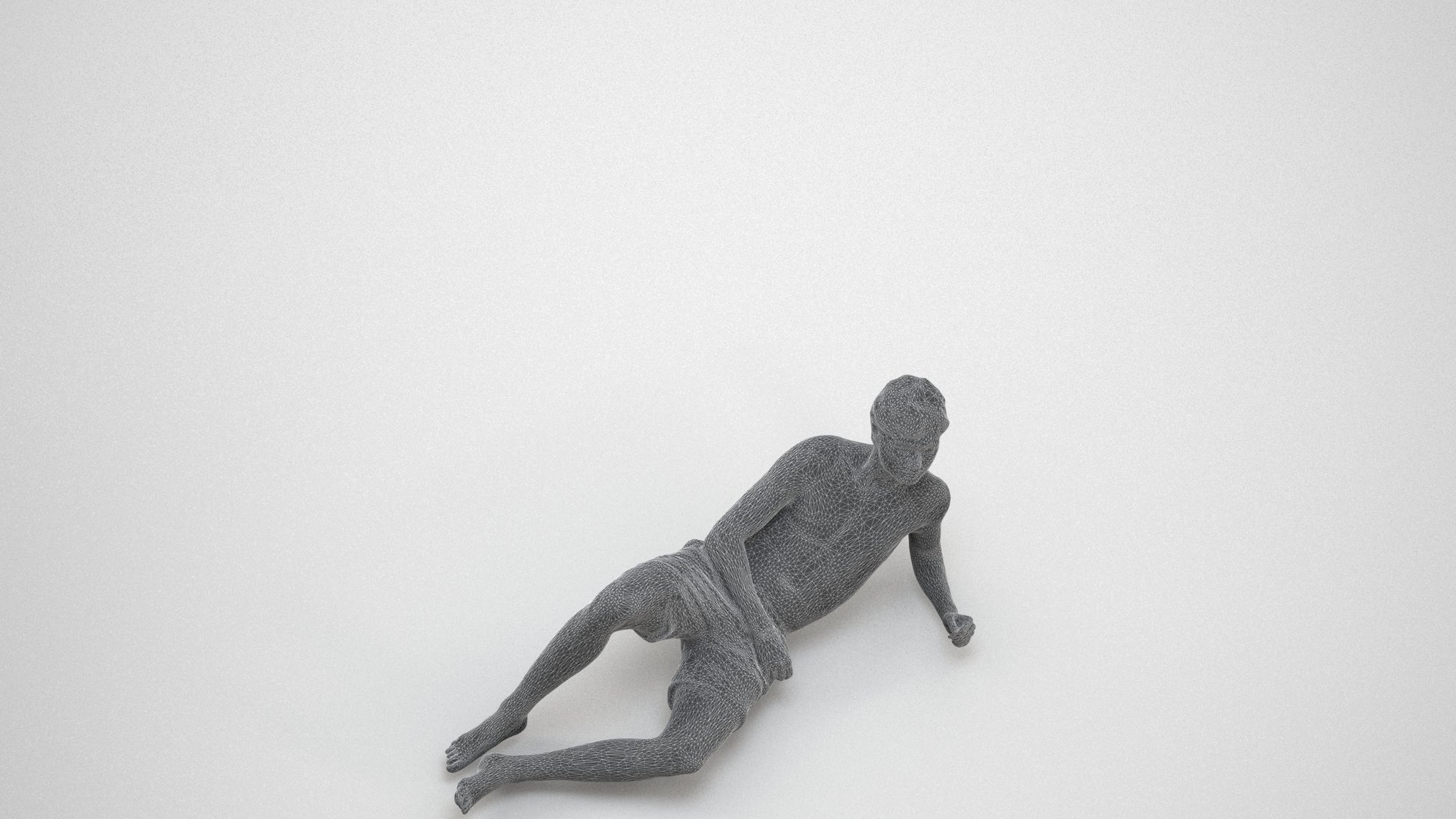 photogrammetry 3D man pool, realistic human model archviz FBX, wireframe three-quarter view