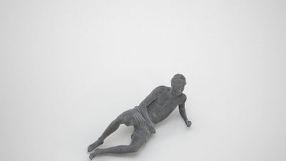 photogrammetry 3D man pool, realistic human model archviz FBX, wireframe three-quarter view