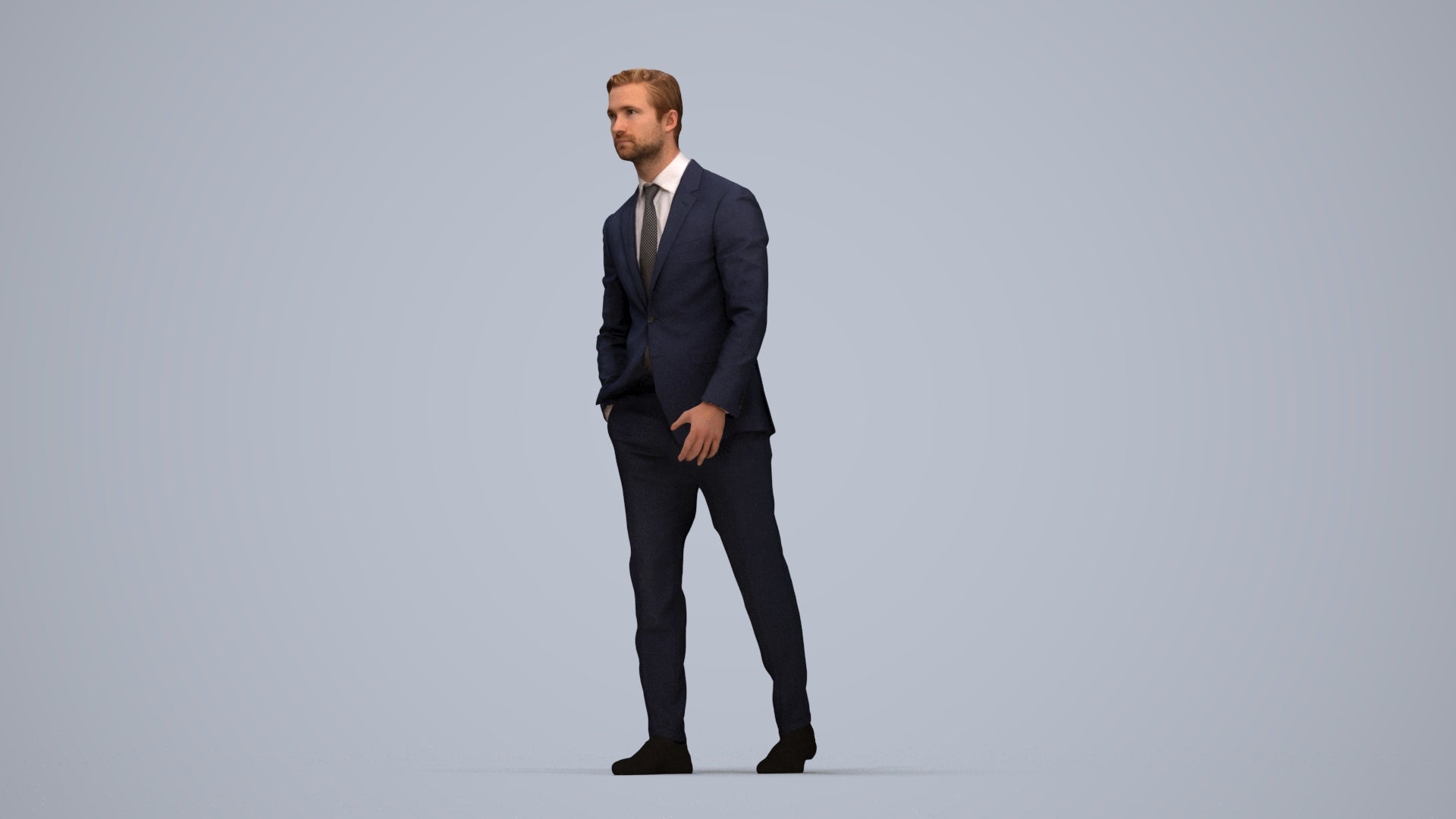 scanned 3D man business, photogrammetry people for Enscape and V-Ray, top-down view render