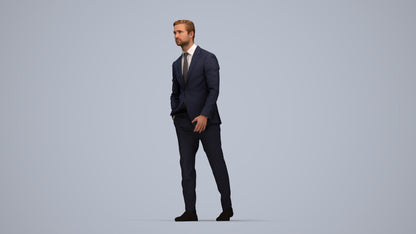 scanned 3D man business, photogrammetry people for Enscape and V-Ray, top-down view render