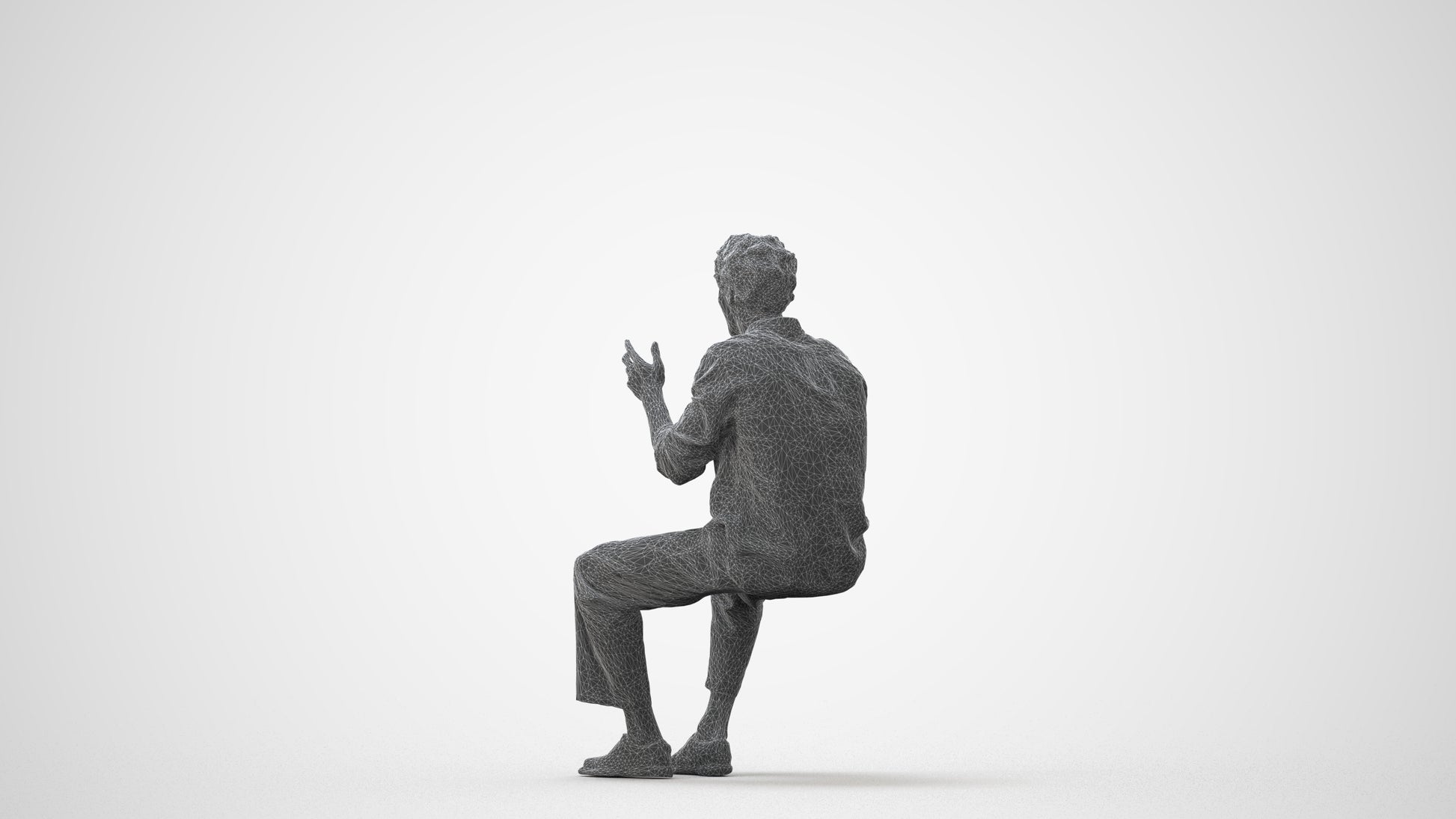 3D scanned man sitting casual, photorealistic archviz people for Enscape and SketchUp, square thumbnail