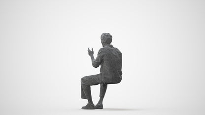 3D scanned man sitting casual, photorealistic archviz people for Enscape and SketchUp, square thumbnail