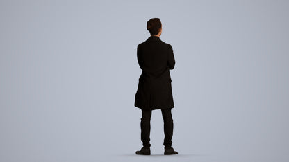 realistic 3D human man casual standing, archviz people FBX OBJ for Blender, front view render