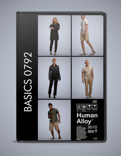 photogrammetry 3D people walking collection, 5 realistic human models archviz FBX