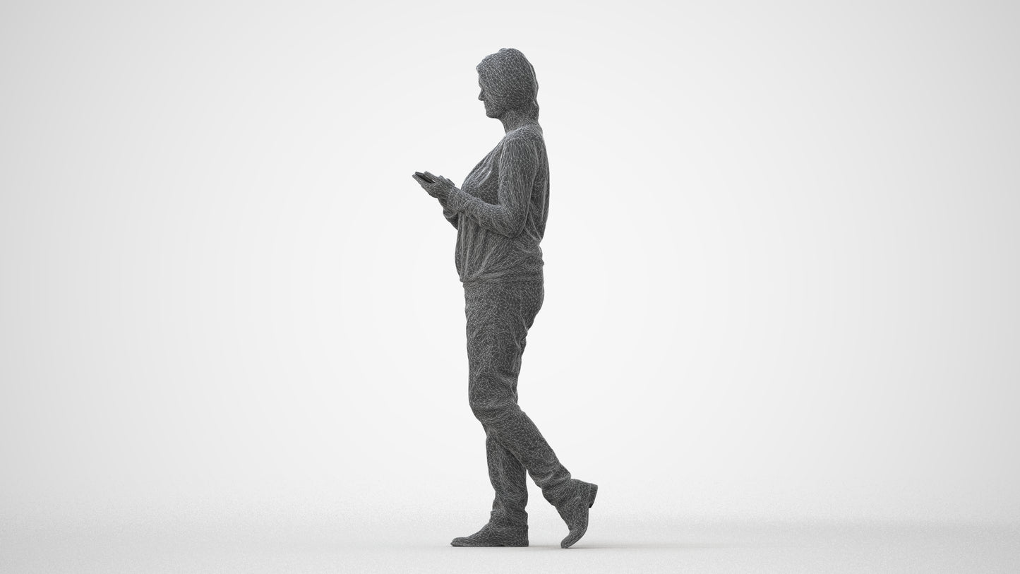 realistic 3D people woman casual walking, render-ready for V-Ray and Corona, FBX OBJ, square thumbnail