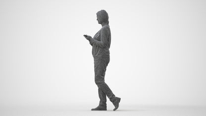 realistic 3D people woman casual walking, render-ready for V-Ray and Corona, FBX OBJ, square thumbnail