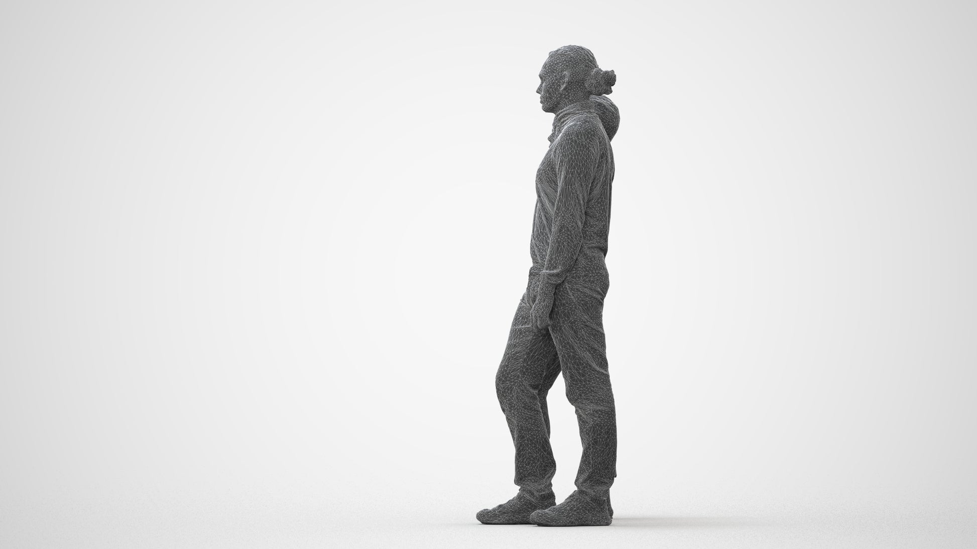 3D human model woman casual couple, photogrammetry scanned person for archviz, square thumbnail