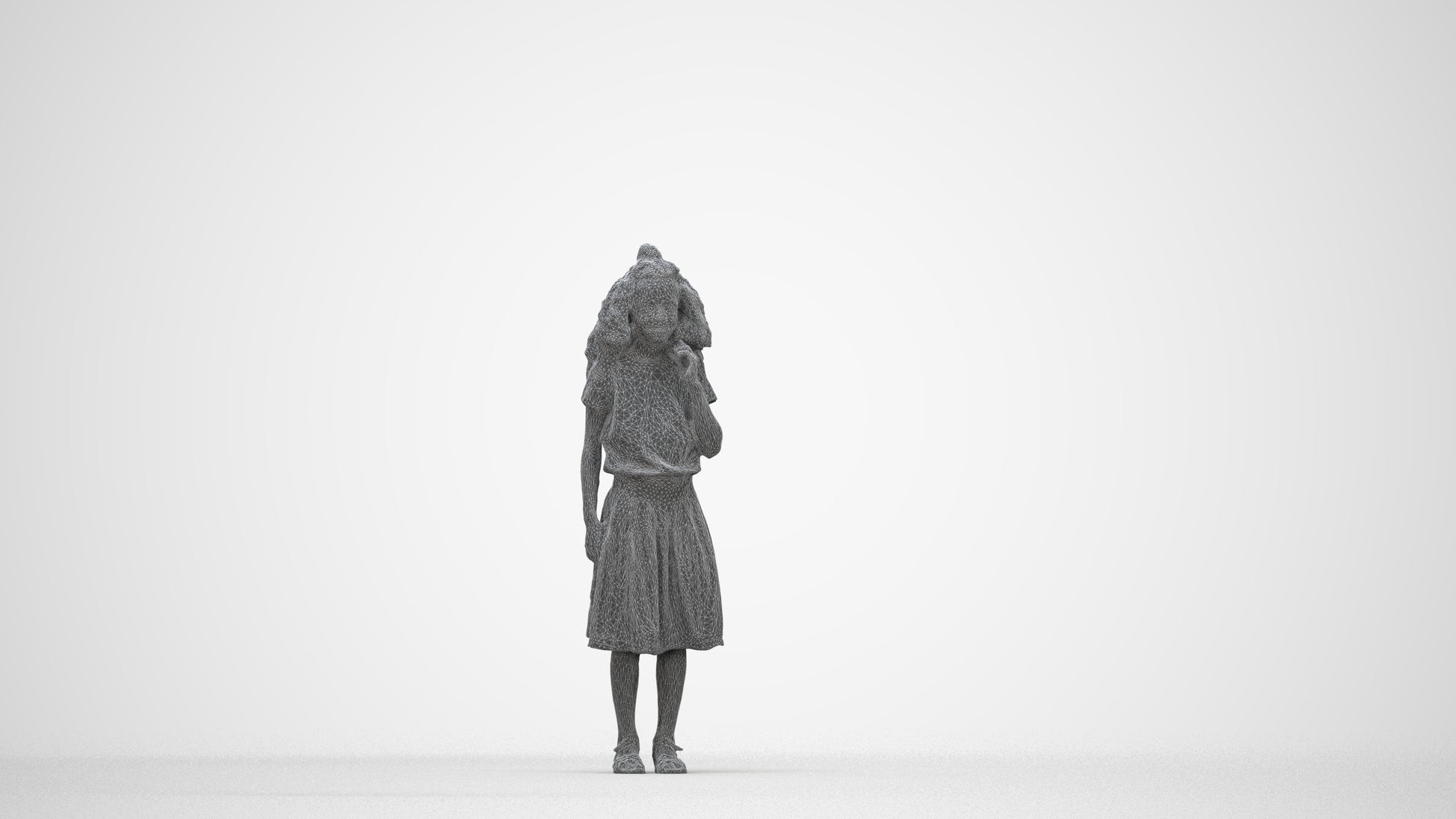 realistic 3D people girl casual kids, render-ready for V-Ray and Corona, FBX OBJ, wireframe back view