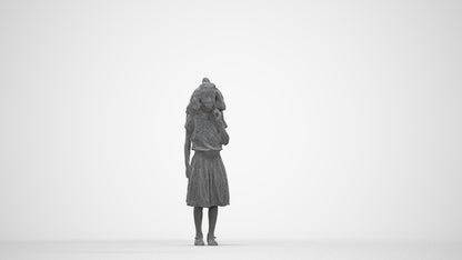 realistic 3D people girl casual kids, render-ready for V-Ray and Corona, FBX OBJ, wireframe back view