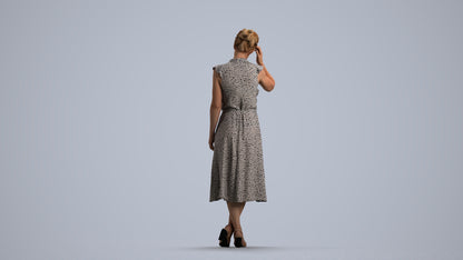 realistic 3D woman casual standing, scanned archviz people for Blender and 3ds Max, front view render