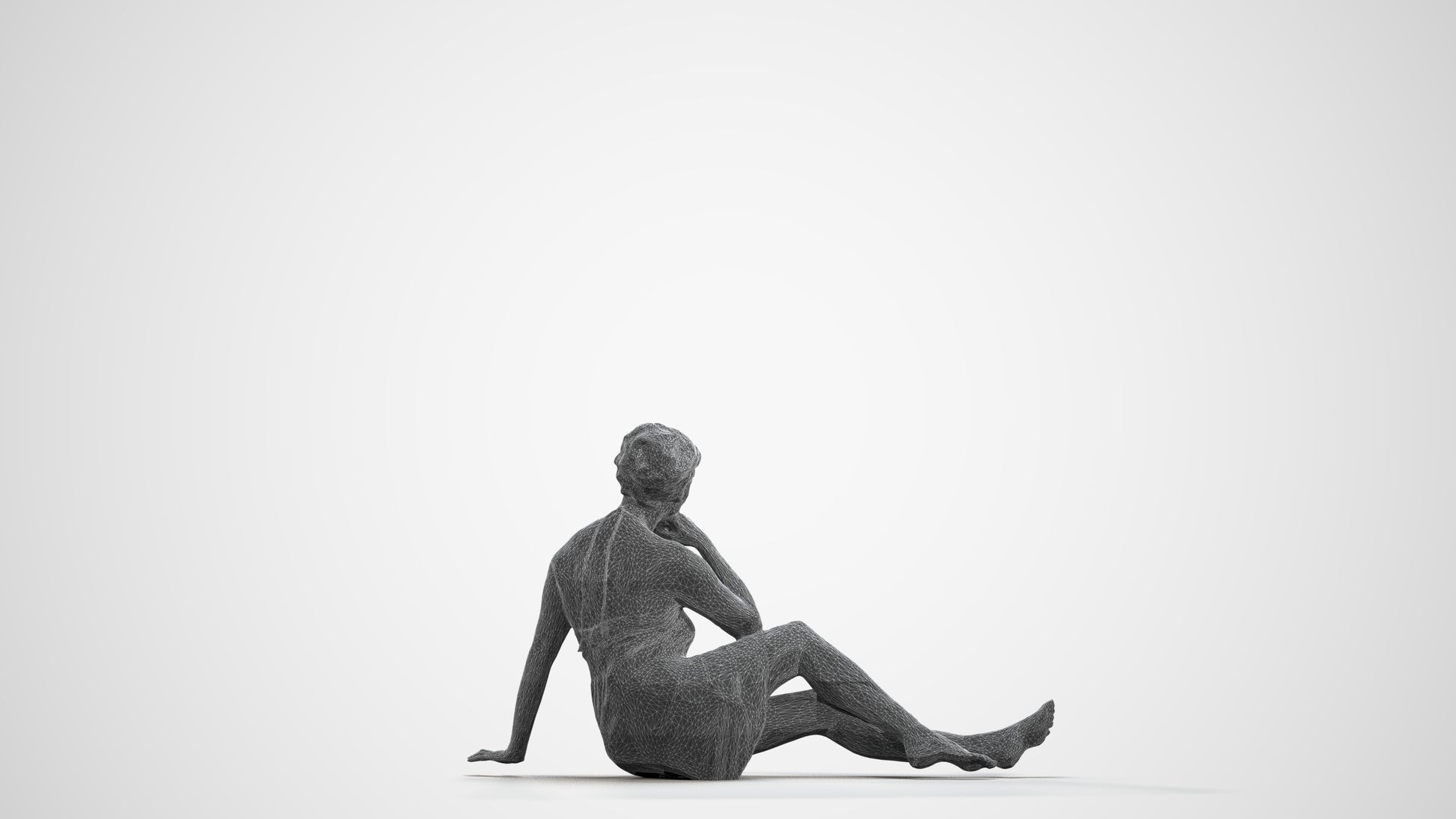 realistic 3D human woman pool, archviz people FBX OBJ for Blender, wireframe front view
