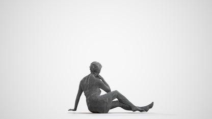 realistic 3D human woman pool, archviz people FBX OBJ for Blender, wireframe front view