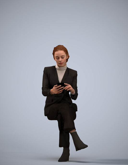 scanned 3D woman business, photogrammetry people for Enscape and V-Ray