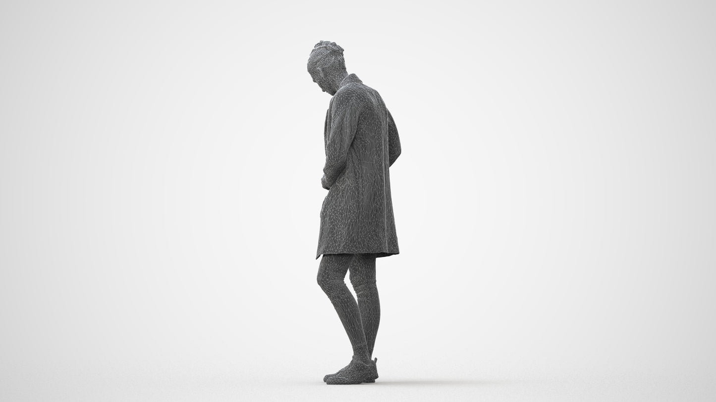 3D people model woman casual standing, scanned human for 3ds Max rendering, square thumbnail