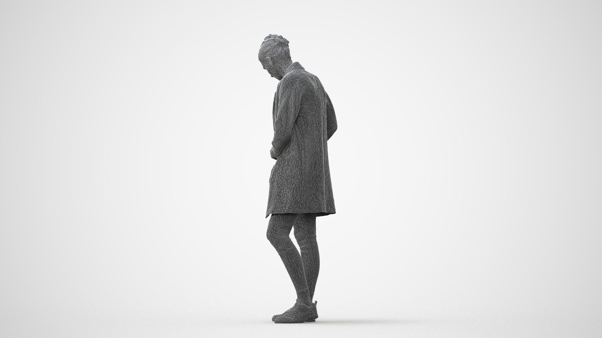 3D people model woman casual standing, scanned human for 3ds Max rendering, square thumbnail