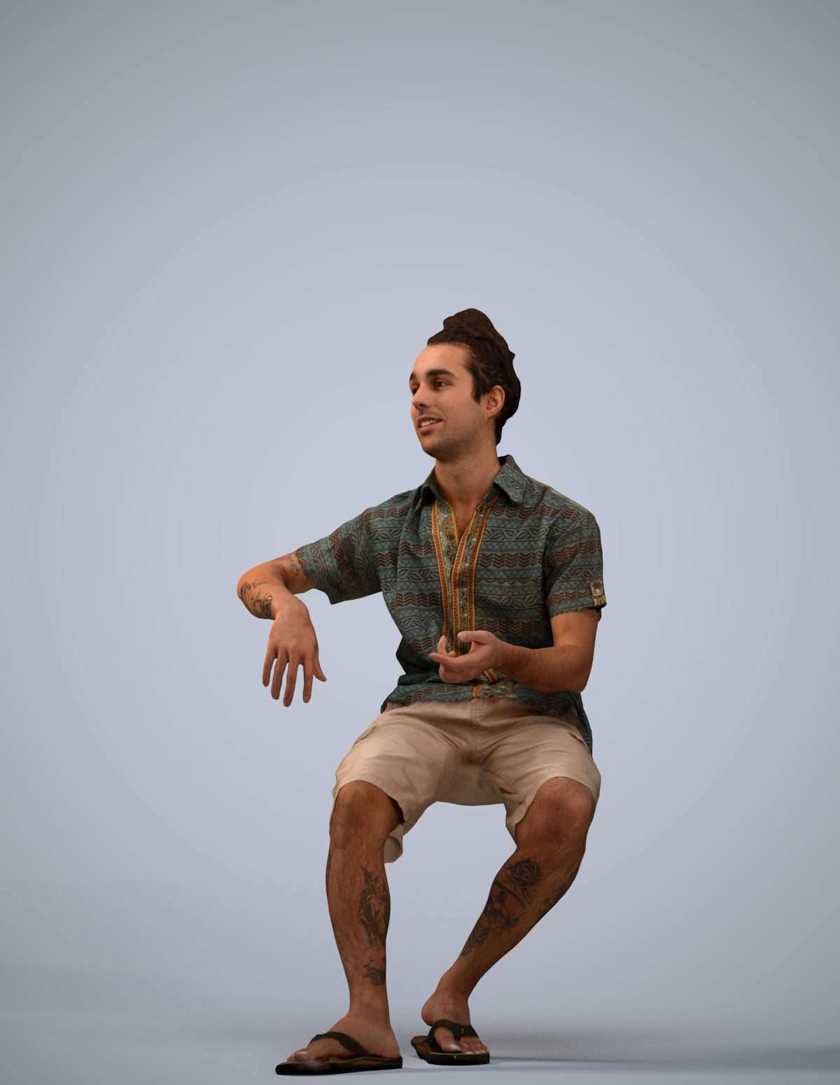 3D people model man casual sitting, scanned human for 3ds Max rendering
