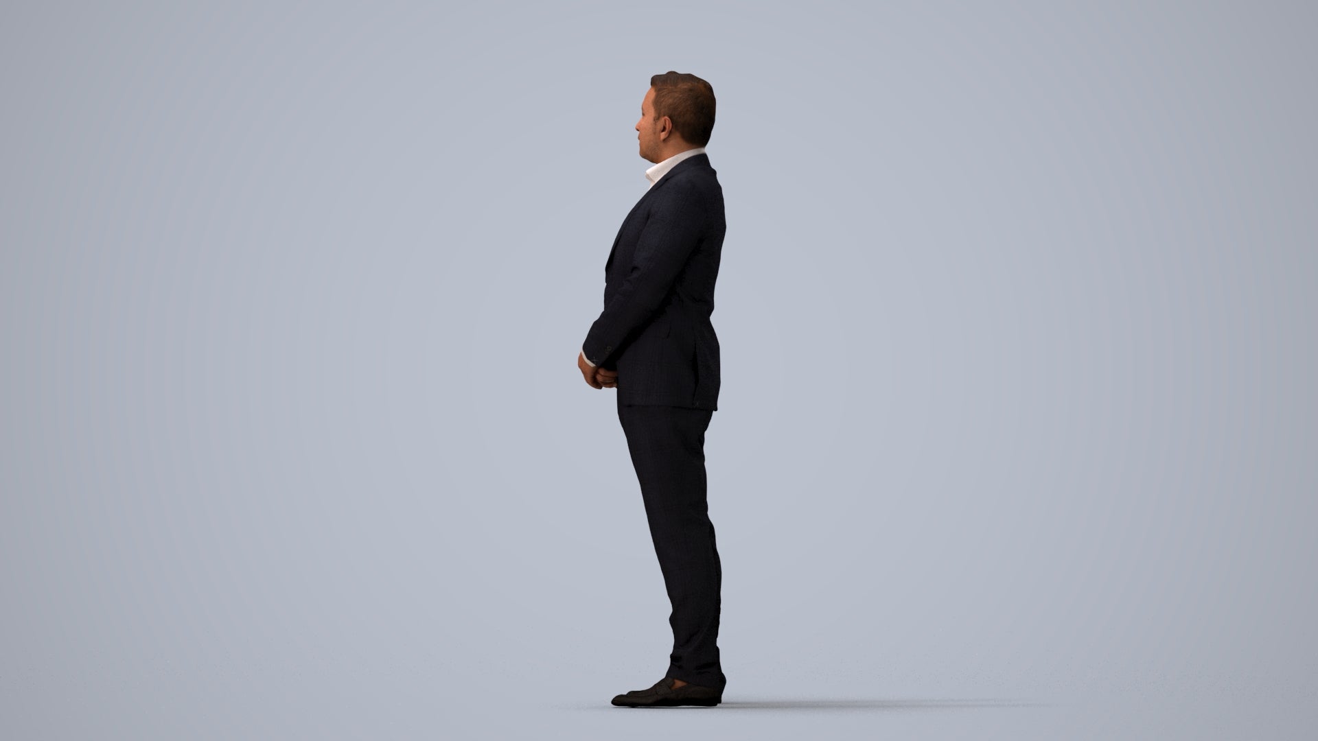 3D people model man business formalaffairs, scanned human for 3ds Max rendering, three-quarter view render