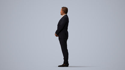 3D people model man business formalaffairs, scanned human for 3ds Max rendering, three-quarter view render