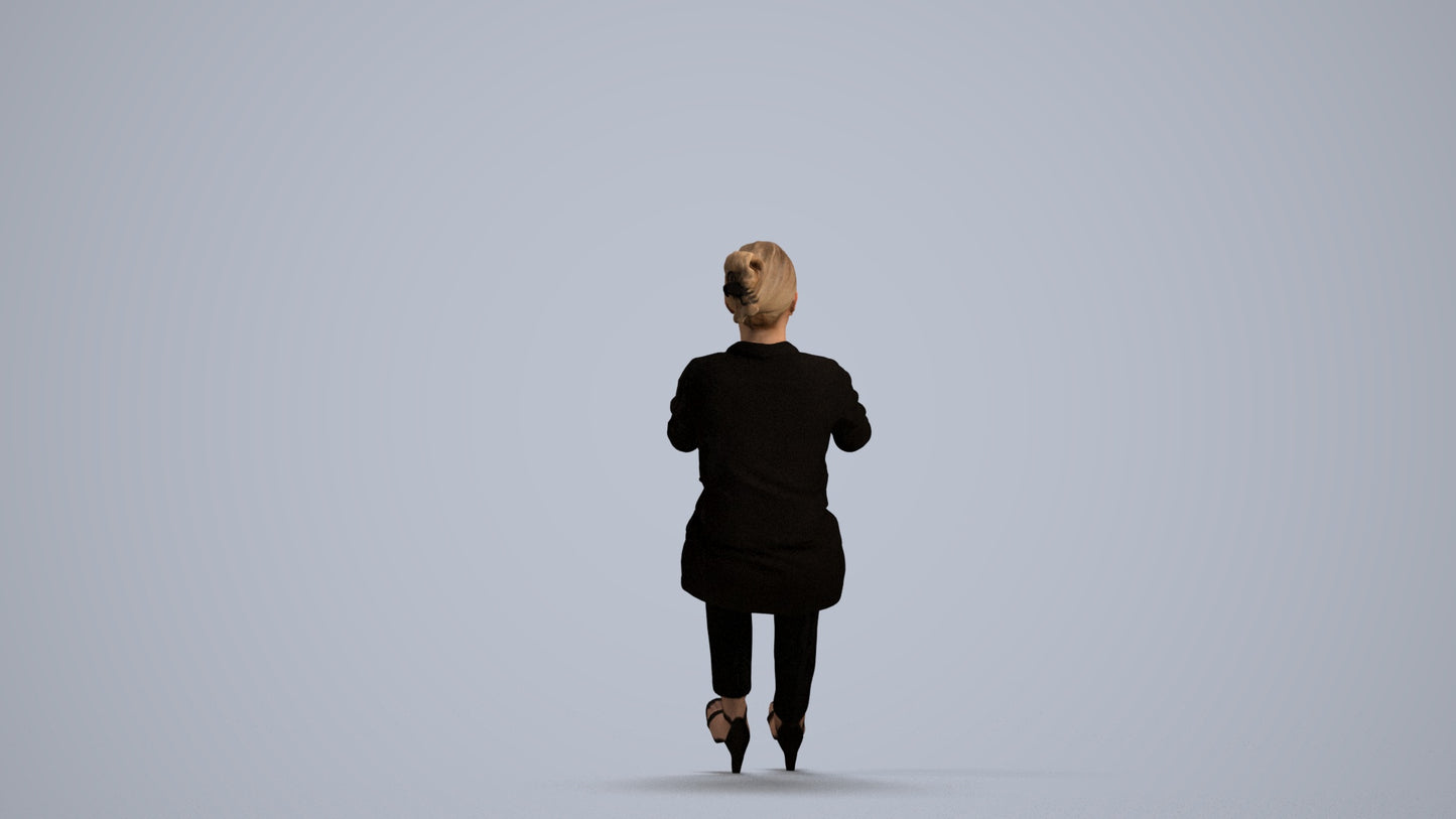 scanned 3D woman business driving, photogrammetry people for Enscape and V-Ray, front view render