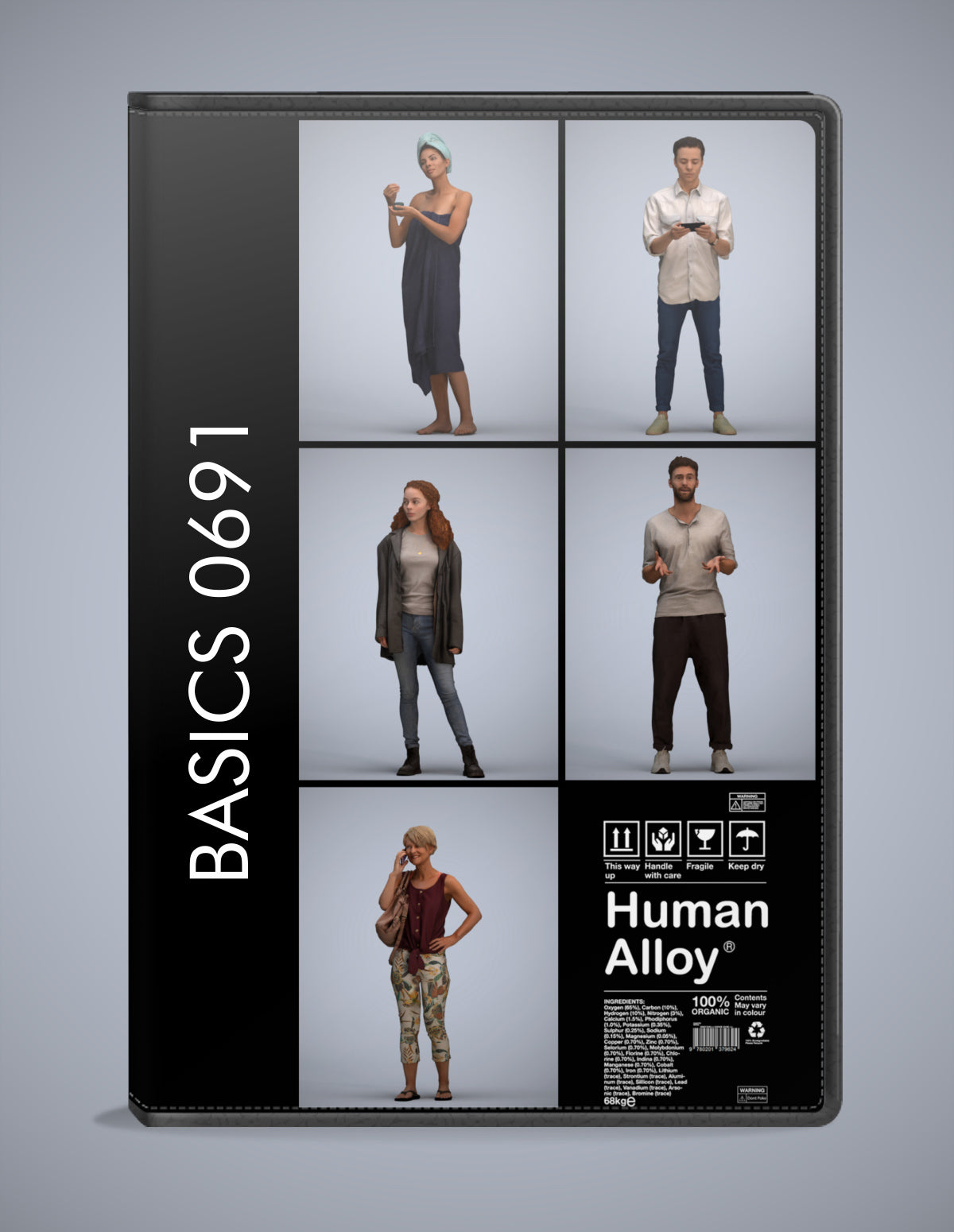 realistic 3D humans standing pack, 5 archviz people FBX OBJ for Blender