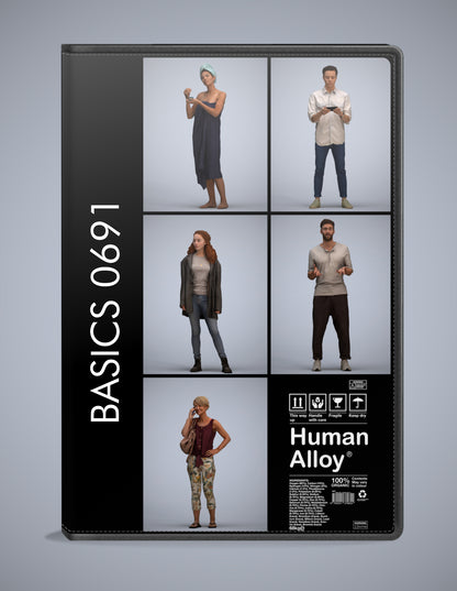 realistic 3D humans standing pack, 5 archviz people FBX OBJ for Blender