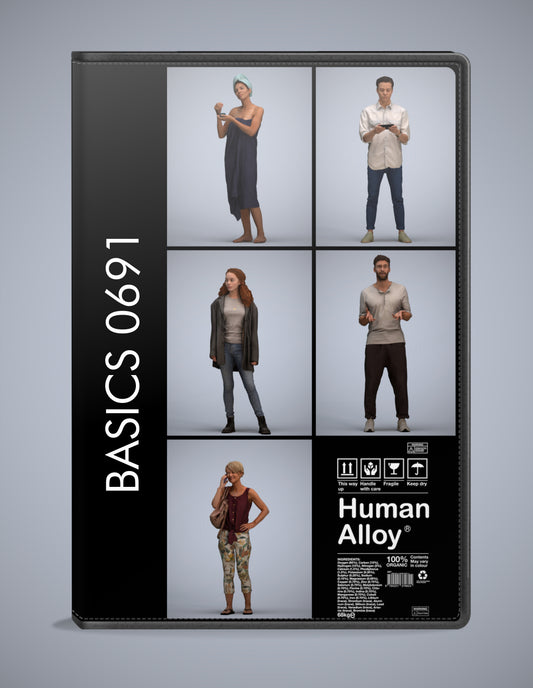 realistic 3D humans standing pack, 5 archviz people FBX OBJ for Blender