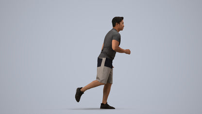 realistic 3D people man sport walking, render-ready for V-Ray and Corona, FBX OBJ, side view render